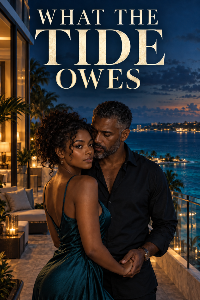 What the Tide Owes cover: a couple on a Nassau balcony at night