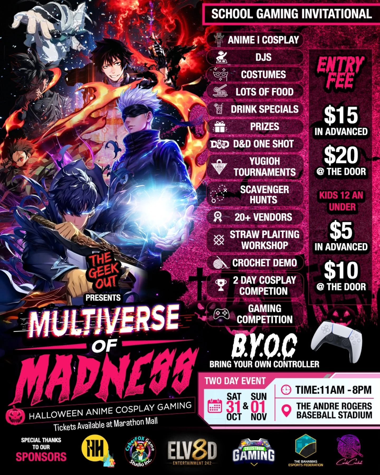 Geekout Multiverse of Madness event flyer for October 31 and November 1, 2026